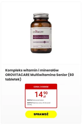 Kompleks witamin i minerałów Orovitacare Multiwitamina Senior promocja w Media Expert