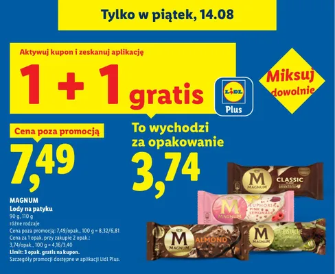 Lody na patyku Magnum Almond promocja w Lidl