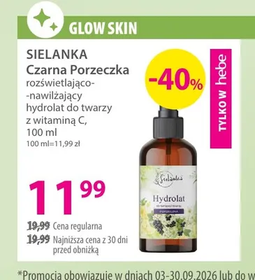 Czarna Porzeczka rozświetlająco-nawilżający hydrolat do twarzy z witaminą C Sielanka promocja w Hebe