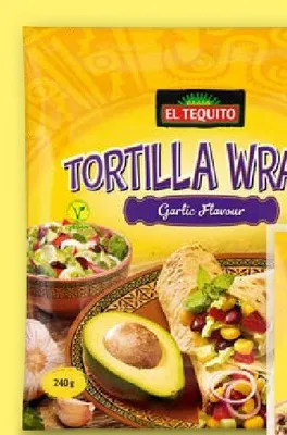 Placki Tortilla Wraps Garlic Flavour El Tequito promocja w Lidl