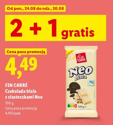 Czekolada biała z ciasteczkami Neo Fin Carré promocja w Lidl