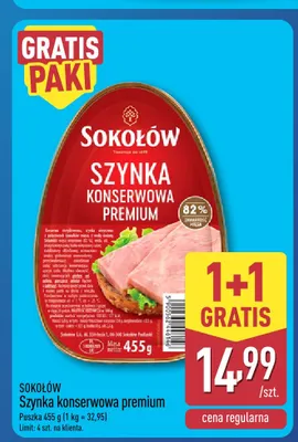 Szynka konserwowa premium Sokołów promocja w Aldi