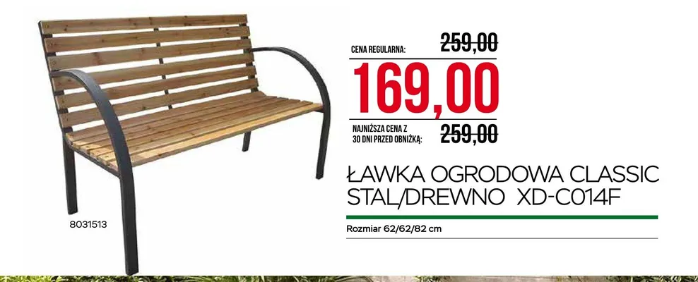 Ławka ogrodowa Classic stal/drewno XD-C014F 62/62/82cm promocja w Abra Meble