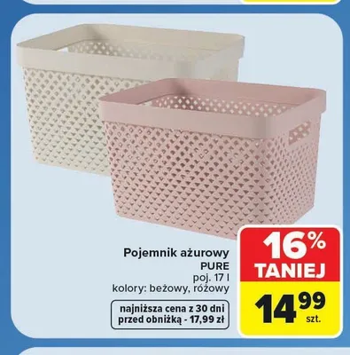 Pojemnik ażurowy Pure 17 l promocja w Carrefour