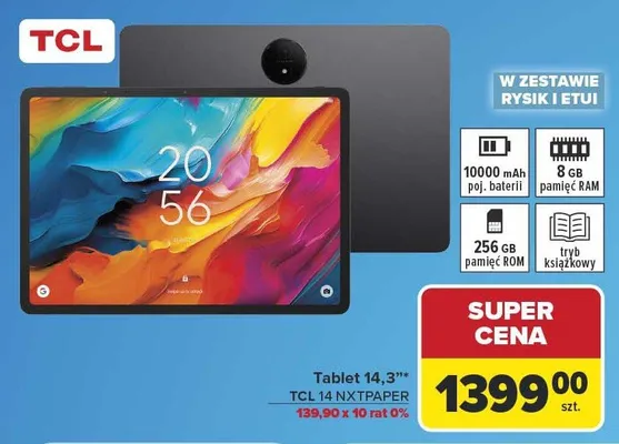 Tablet TCL 14 NXTPAPER w zestawie z rysikiem i etui promocja w Carrefour