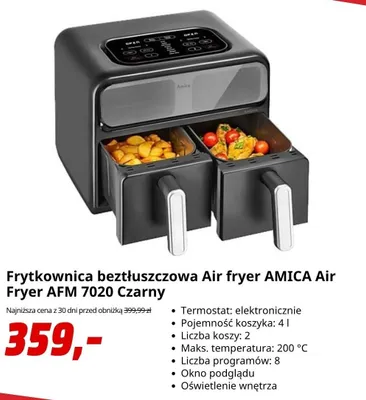 Frytkownica beztłuszczowa AMICA Air Fryer AFM 7020 Czarny promocja w Media Markt