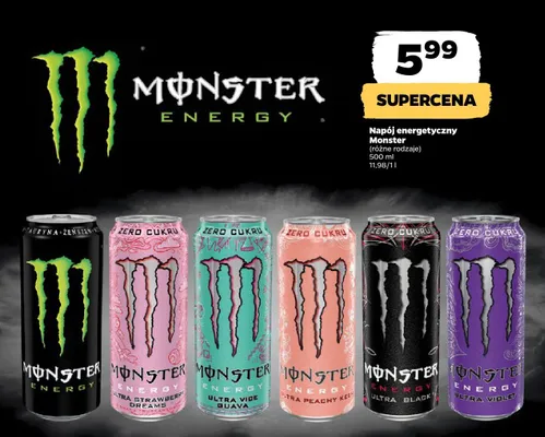 Napój energetyczny Monster Energy Ultra Black promocja w Netto