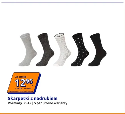 Skarpetki z nadrukiem 5-pak promocja w Action