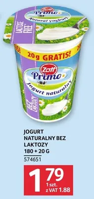 Jogurt naturalny bez laktozy Primo promocja w Selgros