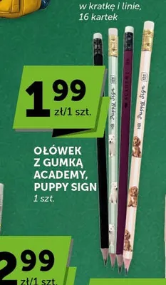 Ołówek z gumką Academy Puppy Sign promocja w Groszek
