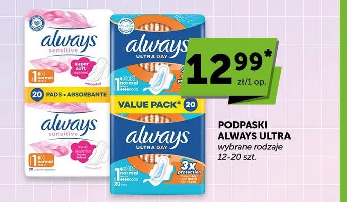 Podpaski Always Sensitive promocja w Euro Sklep
