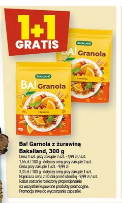 Granola z żurawiną Bakalland BA! promocja w Twój Market