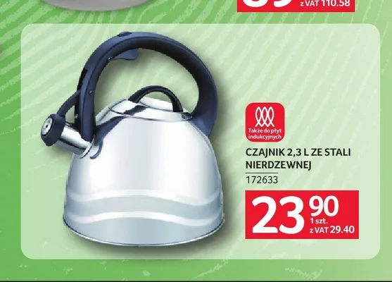 Czajnik ze stali nierdzewnej 2,3 l promocja w Selgros