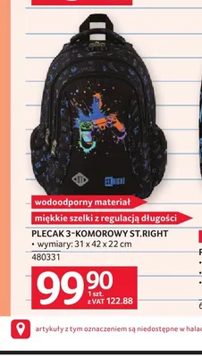 Plecak 3-komorowy St.Right promocja w Selgros