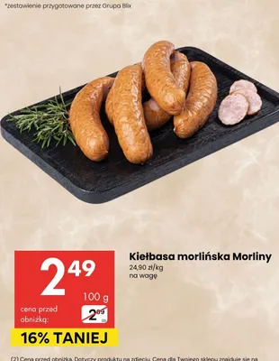 Kiełbasa morlińska na wagę promocja w Delikatesy Centrum