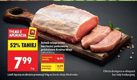 Schab wędzprowy bez kości pakowany próżniowo Kraina Mięs promocja w Biedronka