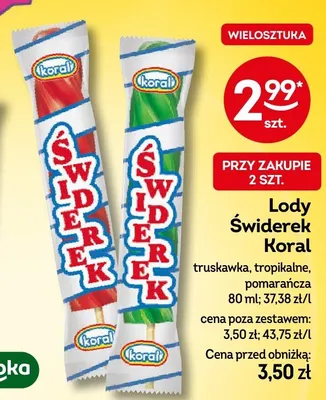 Lody Świderek Koral pomarańcza promocja w Żabka