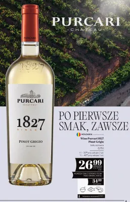 Wino białe Purcari 1827 Pinot Grigio promocja w POLOmarket