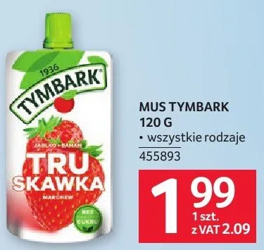 Mus Tymbark 120g wszystkie rodzaje 455893 promocja w Selgros