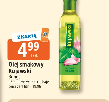 Olej smakowy czosnek bazylia Kujawski promocja w Leclerc