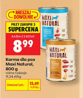 Karma dla psa Maxi Natural kaczka i wołowina z jabłkiem promocja w Biedronka