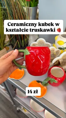 Ceramiczny kubek w kształcie truskawki promocja w KiK