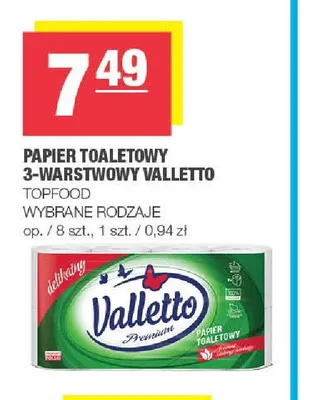 Papier toaletowy 3-warstwowy Valletto promocja w SPAR