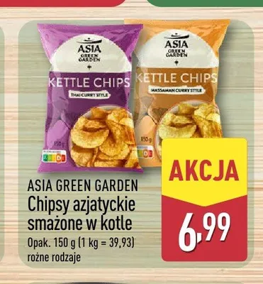 Chipsy azjatyckie smażone w kotle Asia Green Garden Thai Curry Style promocja w Aldi