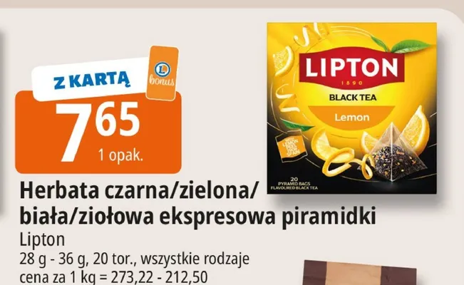 Herbata czarna ekspresowa piramidki Lipton promocja w Leclerc