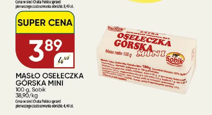 Masło osełeczka górska mini Sobik promocja w Chata Polska