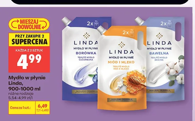 Mydło w płynie Linda Miód i mleko promocja w Biedronka