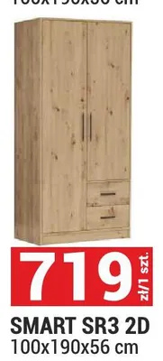 Szafa SMART SR3 2D 100x190x56cm promocja w Merkury Market