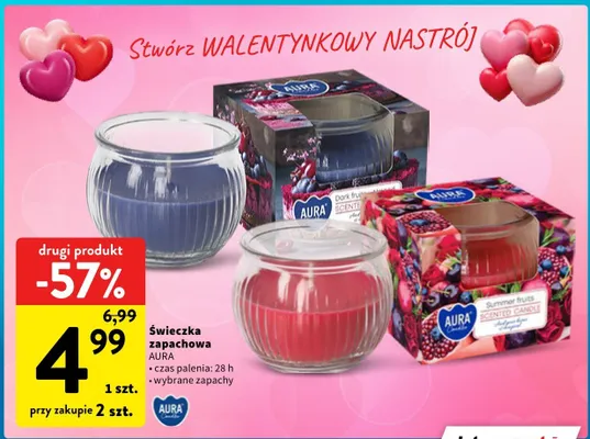 Świeczka zapachowa AURA wybrane zapachy promocja w Intermarche
