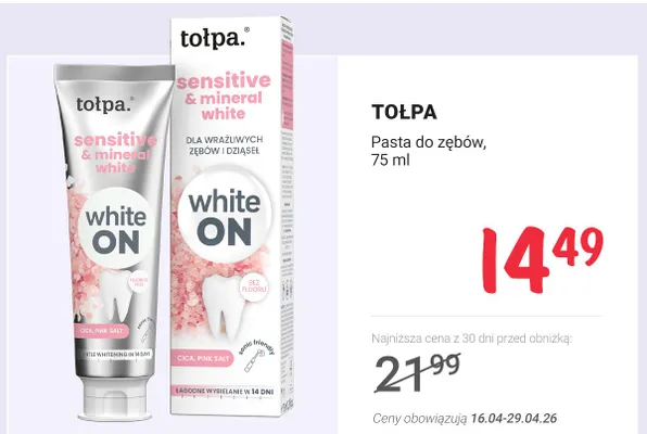 Pasta do zębów sensitive & mineral white promocja w Rossmann