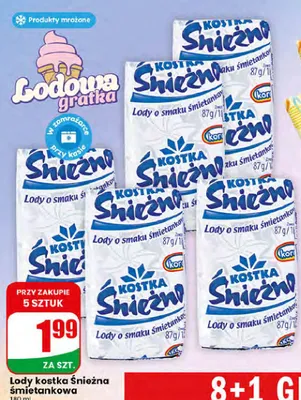 Lody kostka Śnieżna śmietankowa Koral promocja w Dino