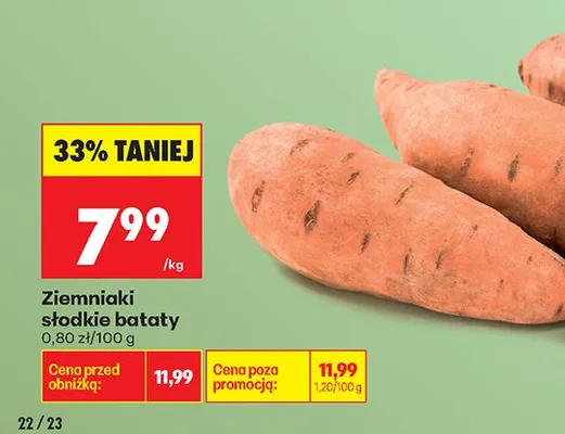 Ziemniaki słodkie bataty promocja w Biedronka
