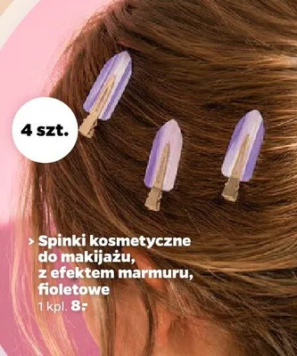 Spinki kosmetyczne do makijażu z efektem marmuru fioletowe promocja w Netto