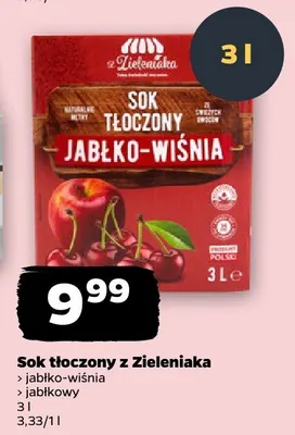 Sok tłoczony z Zieleńiaka jabłko-wiśnia, jabłkowy promocja w Netto