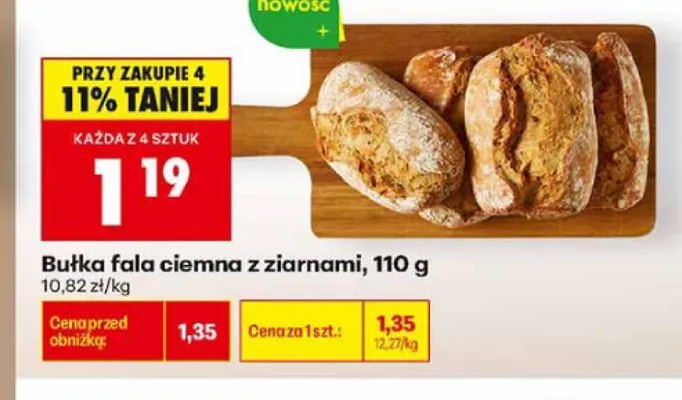 Bułka fala ciemna z ziarnami promocja w Biedronka