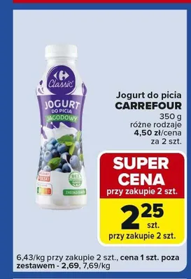 Jogurt do picia borówkowy promocja w Carrefour Express