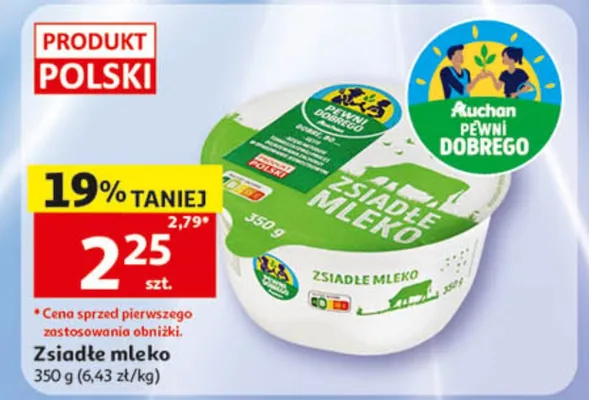 Zsiadłe mleko Auchan Pewni Dobrego promocja w Auchan