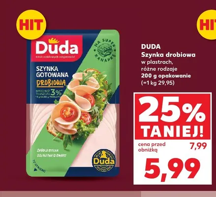 Szynka drobiowa w plastrach Duda promocja w Kaufland