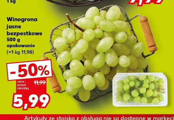 Winogrona jasne bezpestkowe promocja w Kaufland