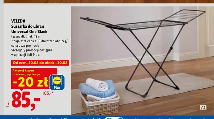 Suszarka do ubrań Vileda Universal One Black promocja w Lidl