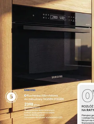 Kuchenka mikrofalowa do zabudowy Samsung NQ5B4313GBK 15 programów automatycznych funkcja podtrzymywania ciepła funkcja deodorzyacji sterowanie dotykowe wyświetlacz LED promocja w Castorama