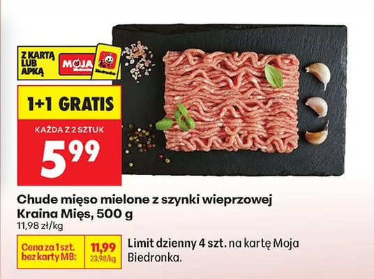 Mięso mielone z szynki wieprzowej 500 g promocja w Biedronka