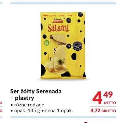 Ser żółty Salami Serenada plastry promocja w Makro