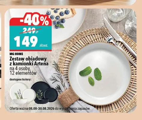 Zestaw obiadowy z kamionki Artena MG Home 12 elementów promocja w Biedronka Home
