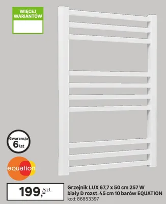 Grzejnik LUX 67,7 x 50 cm 257 W biały D rozst. 45 cm 10 barów promocja w Leroy Merlin