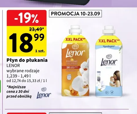 Płyn do płukania Hypoallergenic Lenor promocja w Intermarche